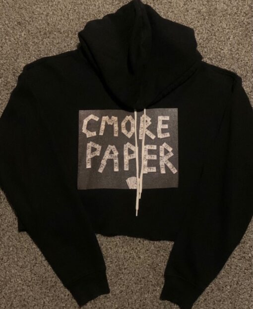 Women's Black crop hoodie, C-More Paper original money logo women's hoodie (black). Women's Department, Women's apparel, clothing for women. C-More Paper is Top Apparel & Clothing Brand for Women & Men | C-More Paper https://cmorepaper.com/